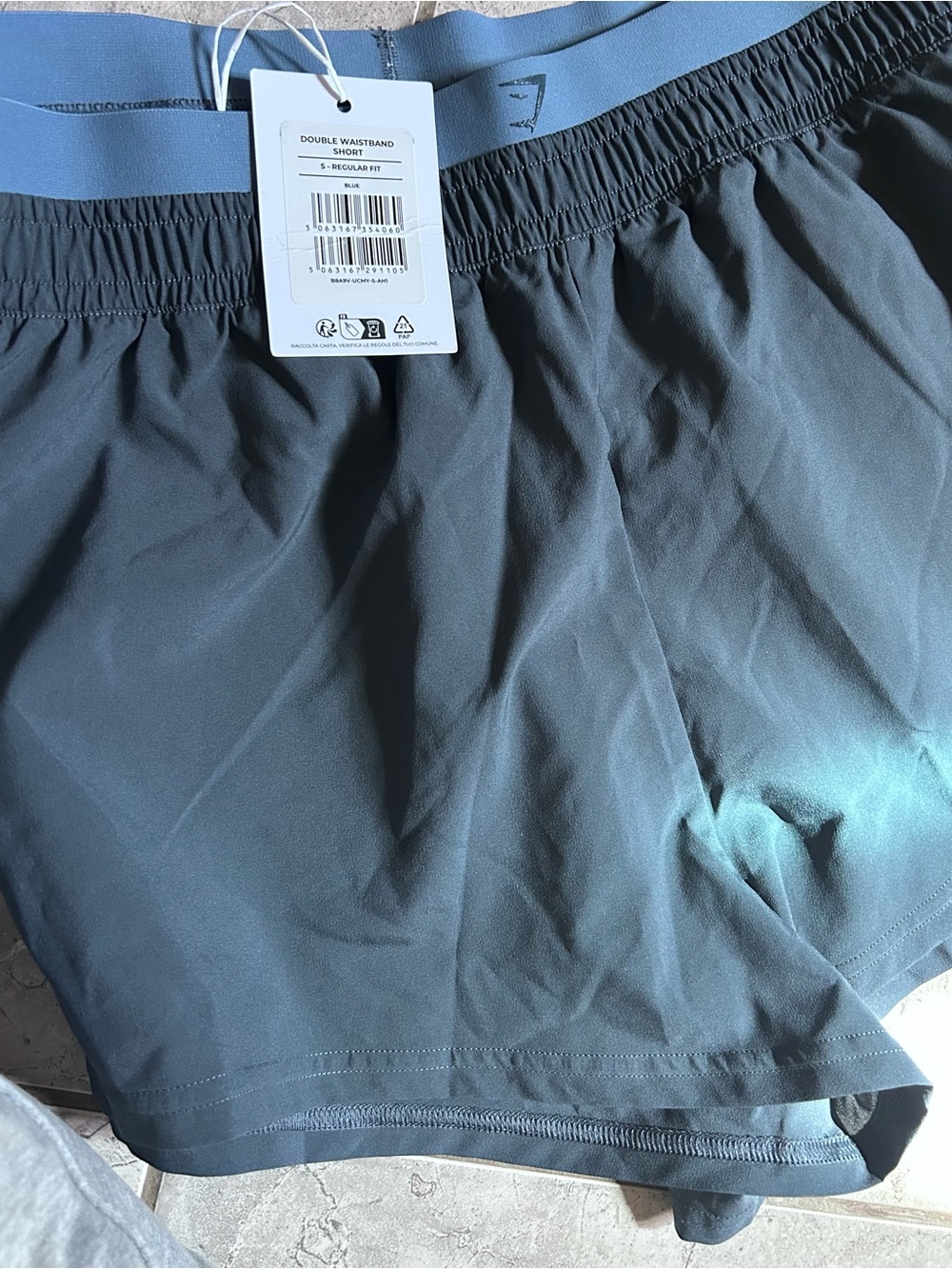 Gymshark Women's Double Waistband Athletic Shorts - Charcoal Blue